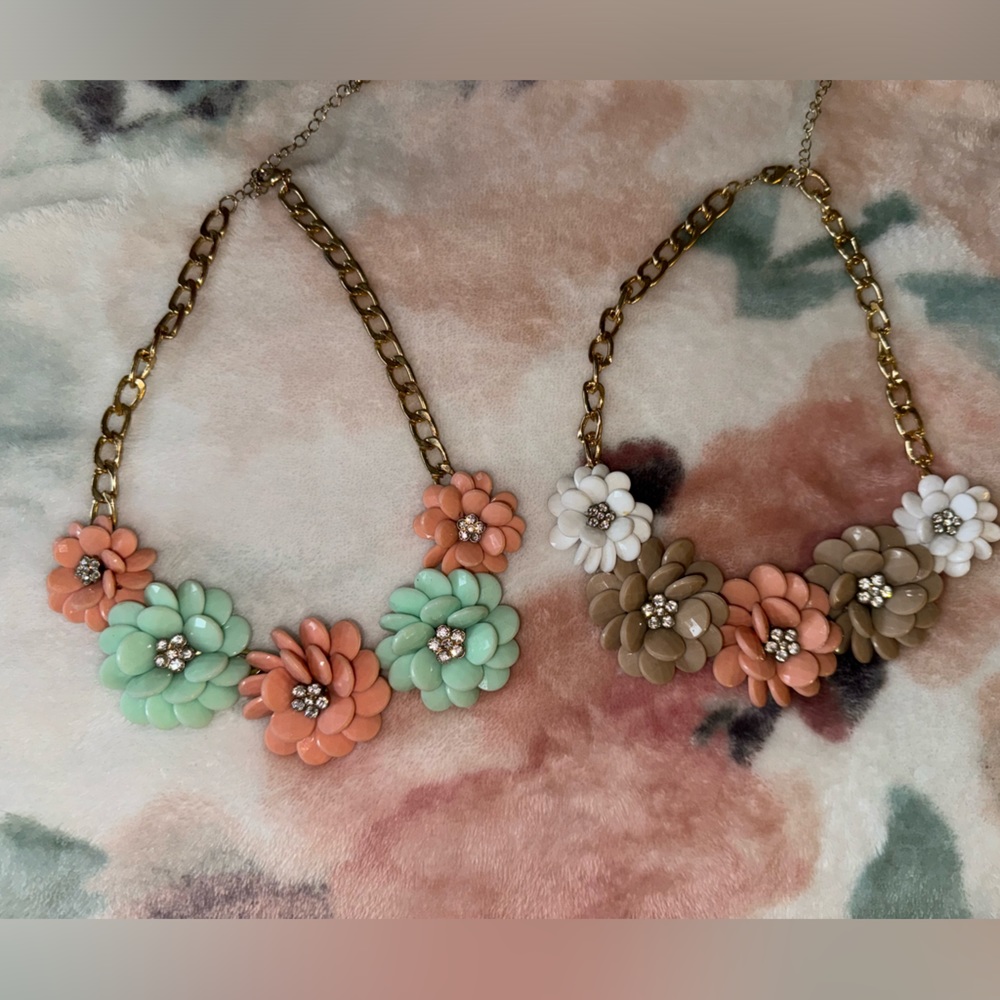 Two Flower Statement Necklaces - image 3
